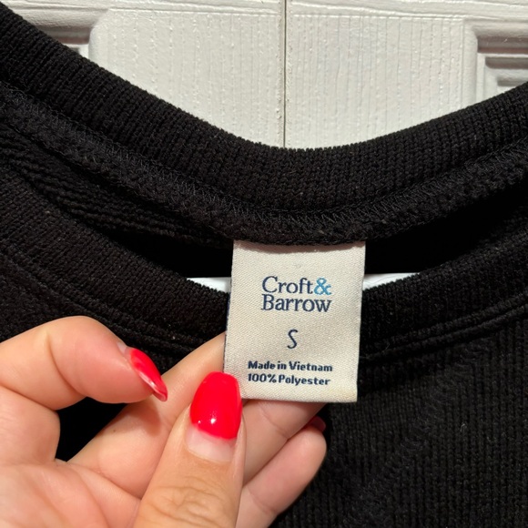 CROFT & BARROW Men’s Black Knit Long Sleeve Pullover Crewneck Sweater - size S - Picture 2 of 5